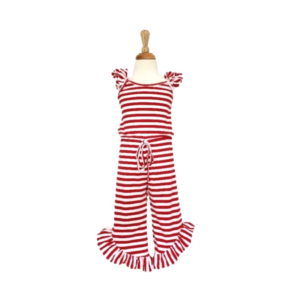 Clover Cottage Boutique Red & White Striped Gameday Romper